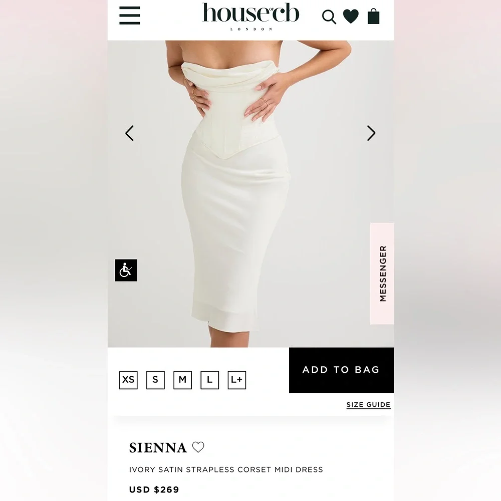 House of CB SIENNA
IVORY SATIN STRAPLESS CORSET MIDI DRESS - Picture 2 of 6